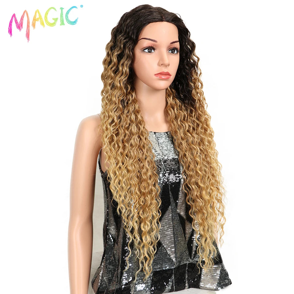 Synthetic Lace Wig Wave Wig Omber Blonde Wig High Temperature Fiber - OSASCO