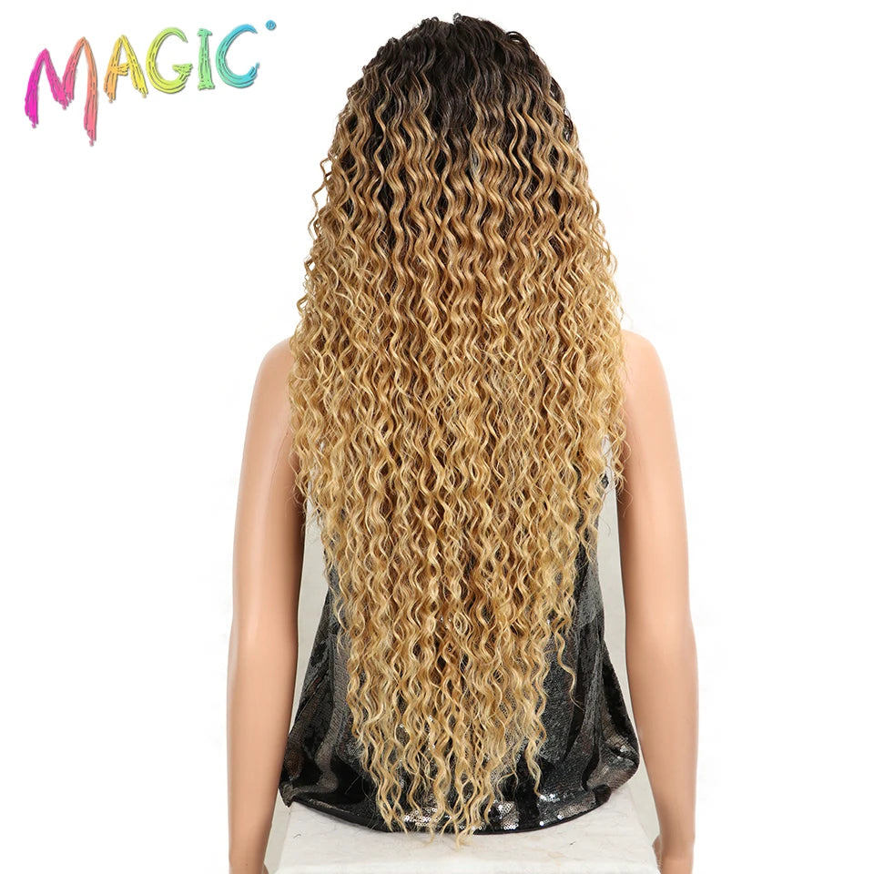 Synthetic Lace Wig Wave Wig Omber Blonde Wig High Temperature Fiber - OSASCO