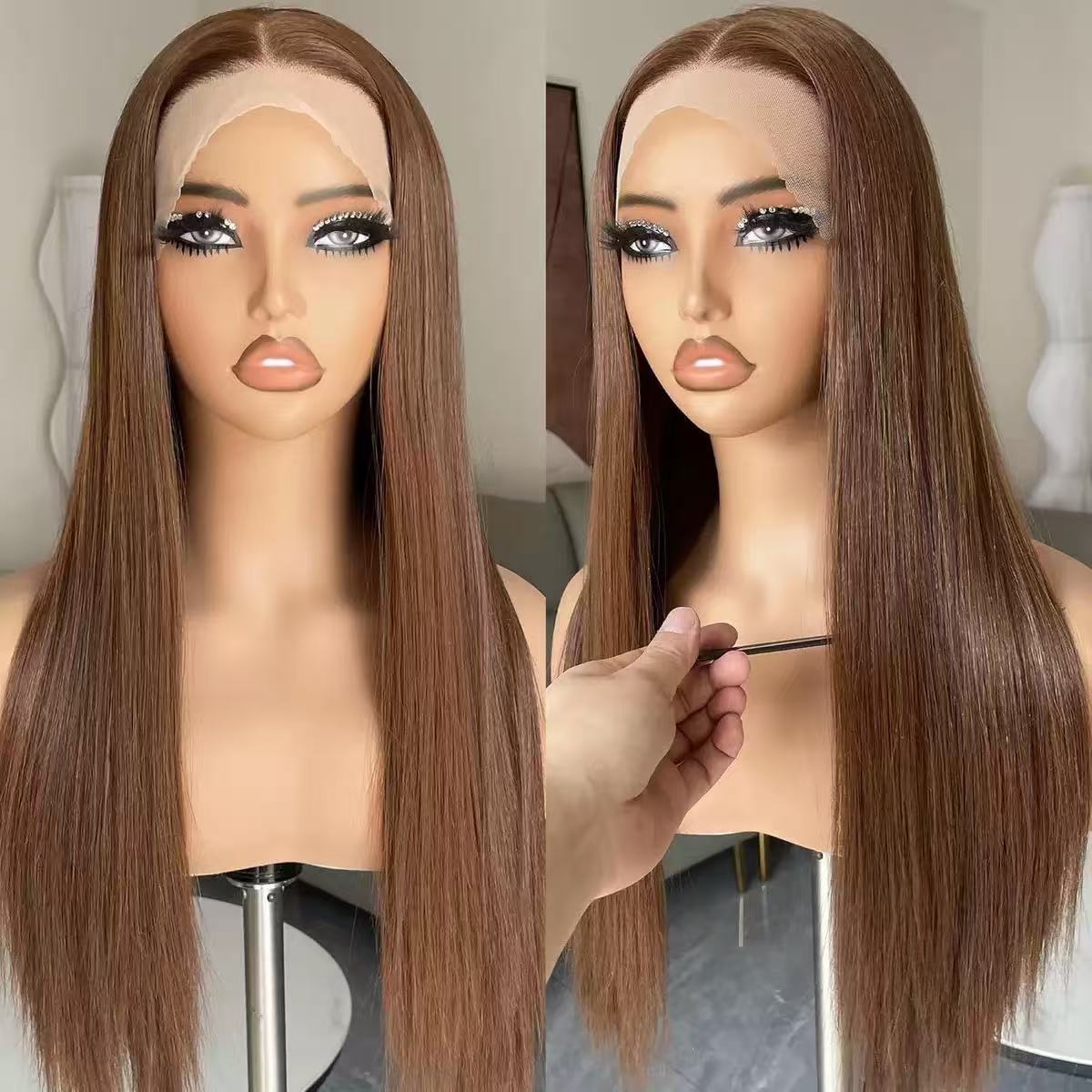 Long Straight Synthetic Wig with Middle Part