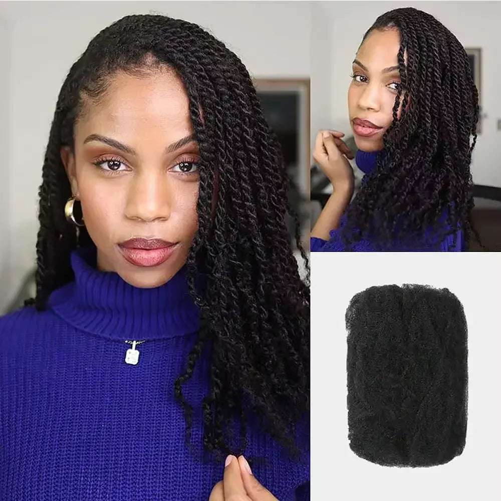 Qvr Afro Kinky Bulk Hair No Attachment 50g Afro Curly Bulk 100% Human - OSASCO