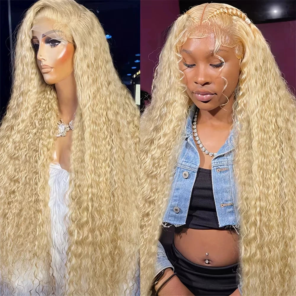 Women's Blonde Deep Wave Human Hair Lace Wig — product view