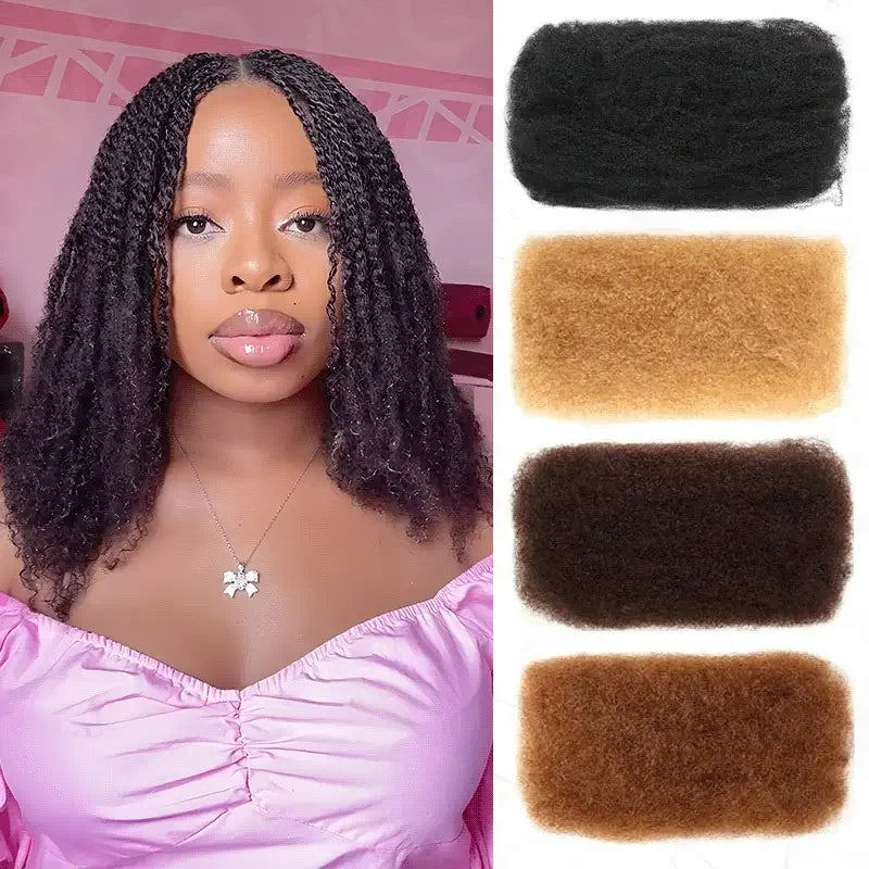 Qvr Afro Kinky Bulk Hair No Attachment 50g Afro Curly Bulk 100% Human - OSASCO