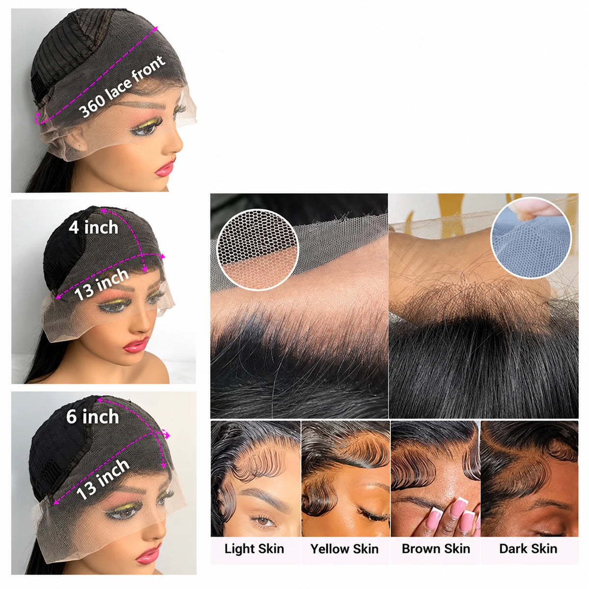Women's Bone Straight Human Hair Lace Wig — product view