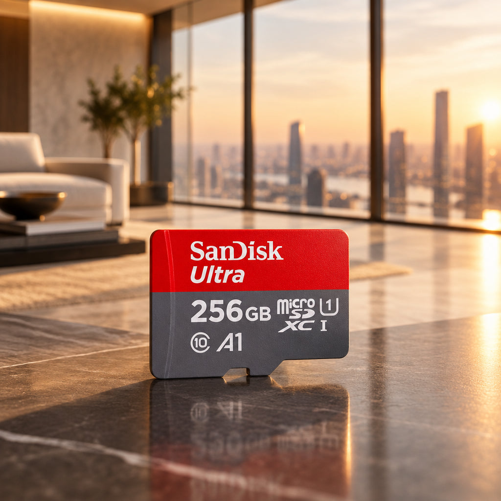 SanDisk Ultra 256GB microSD card on a white background