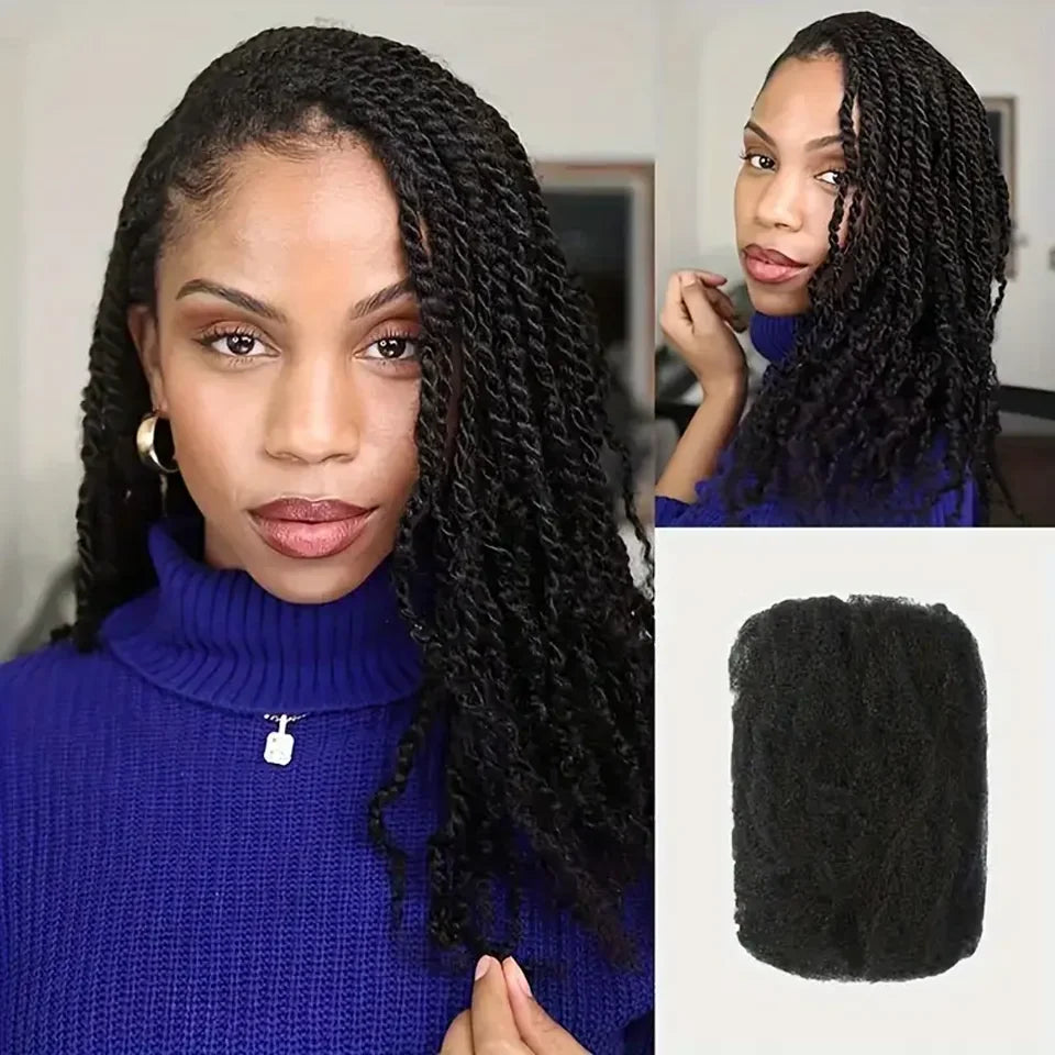 Qvr Afro Kinky Bulk Hair No Attachment 50g Afro Curly Bulk 100% Human - OSASCO
