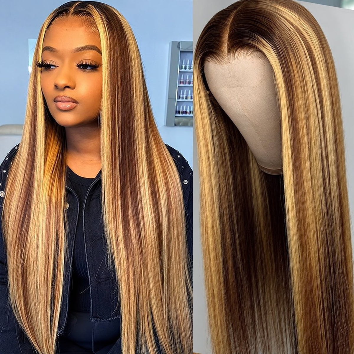 Long Straight Synthetic Wig with Middle Part