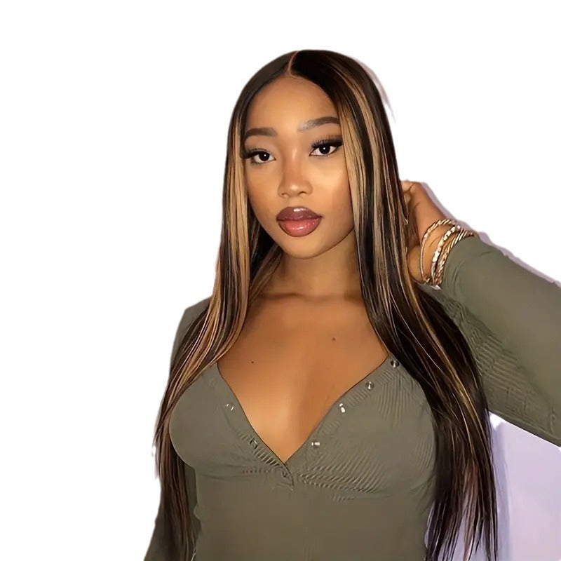 Long Straight Synthetic Wig with Middle Part