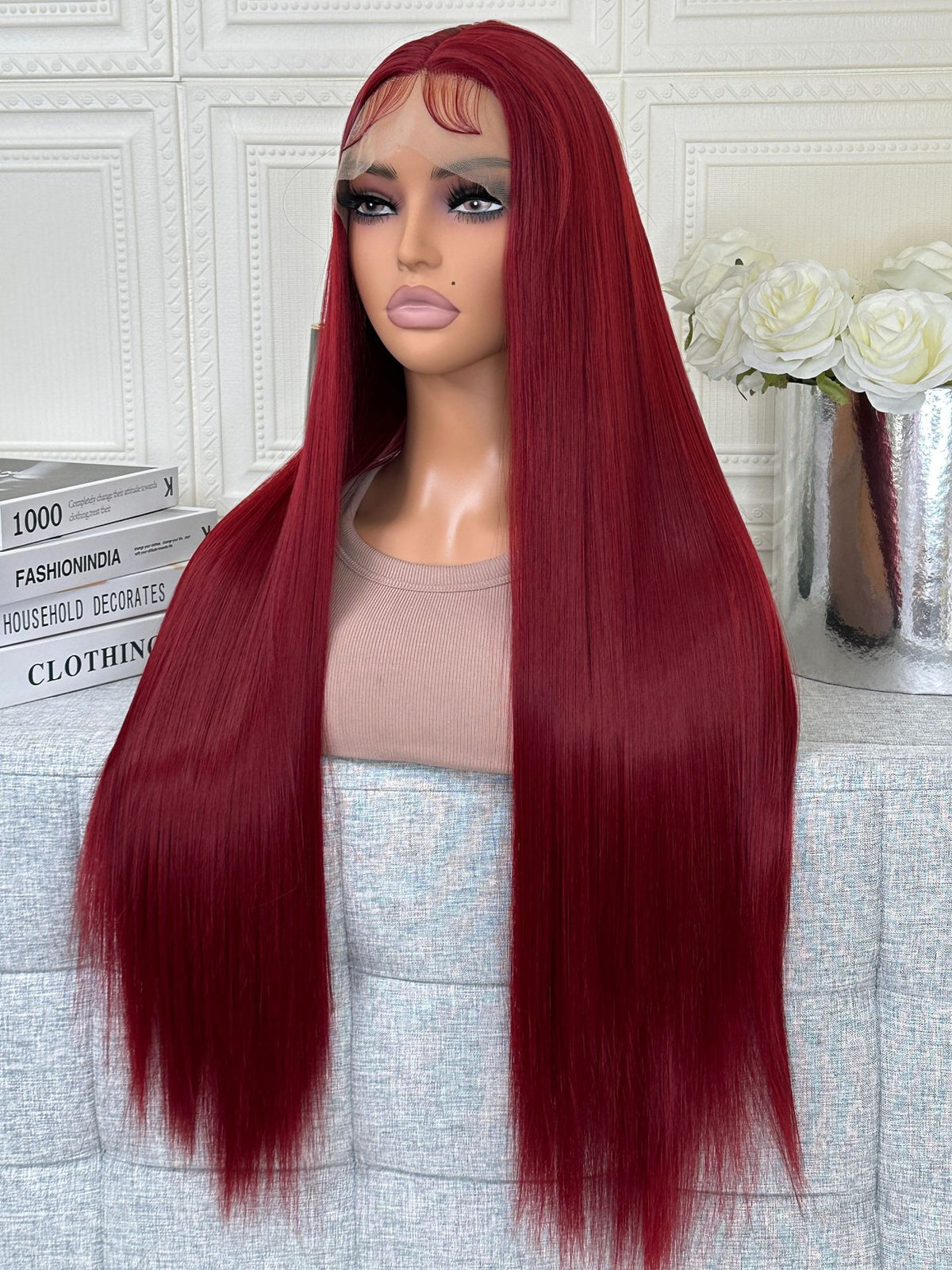 Long Straight Synthetic Wig with Middle Part