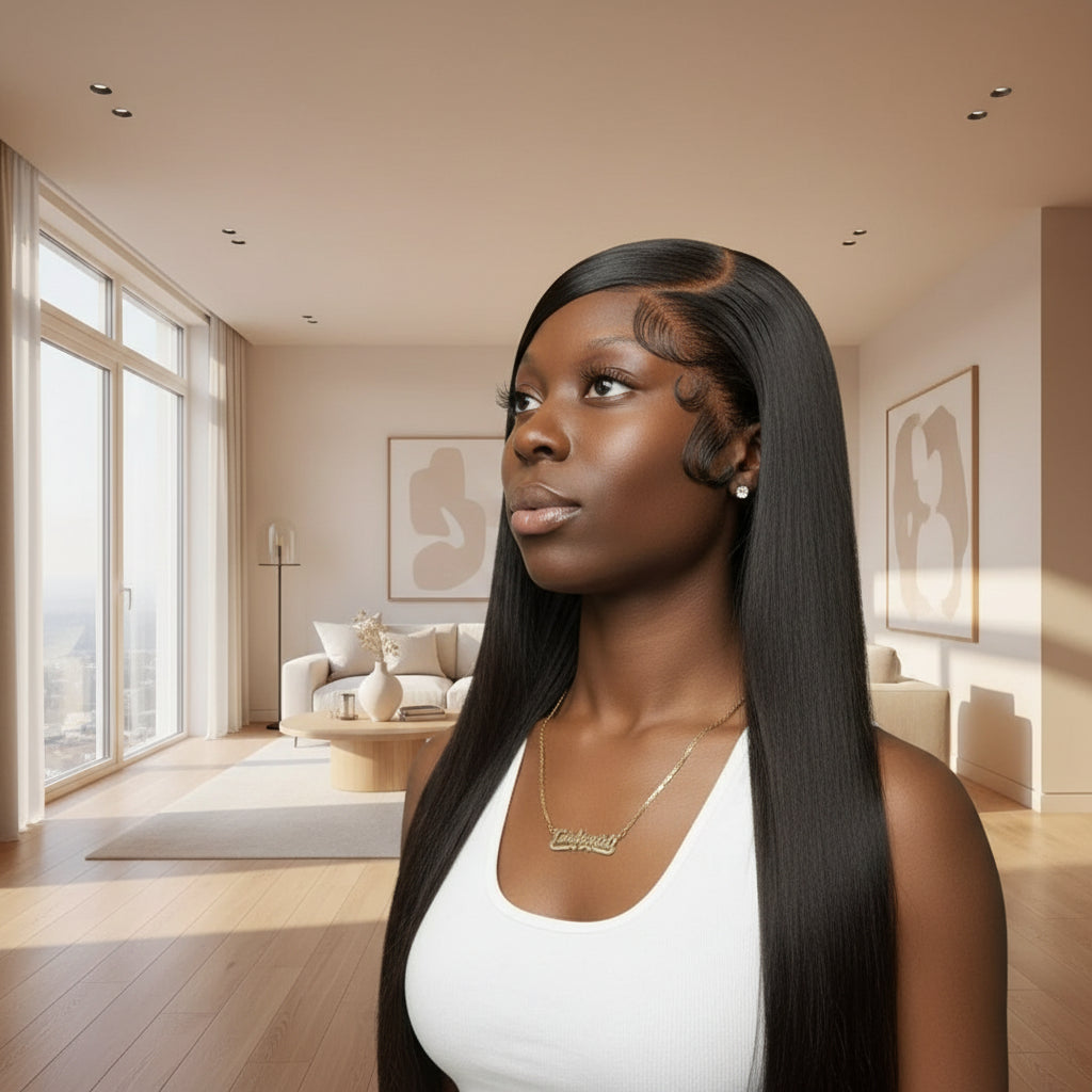 Bone Straight Human Hair Lace Wig — product view