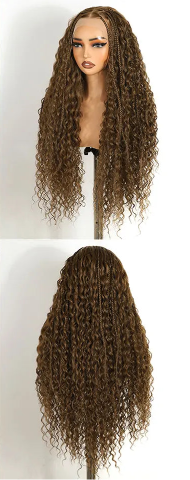 Women's Black Faux Locs Synthetic Lace Wig — product view